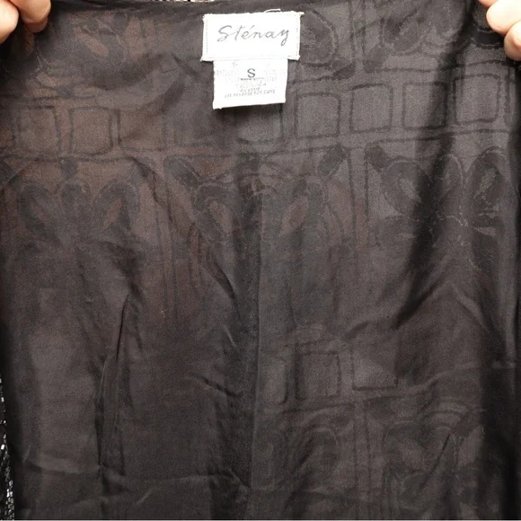 EUC Vintage Stenay Black Sequin Beaded Formal Blouse Top Shirt - Picture 4 of 4